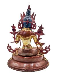 [green Tara], Buddhist Handmade Statue, With Double Base, [half Gold Plated And Chocolate Oxidized],  [face Painted] And [high Quality]