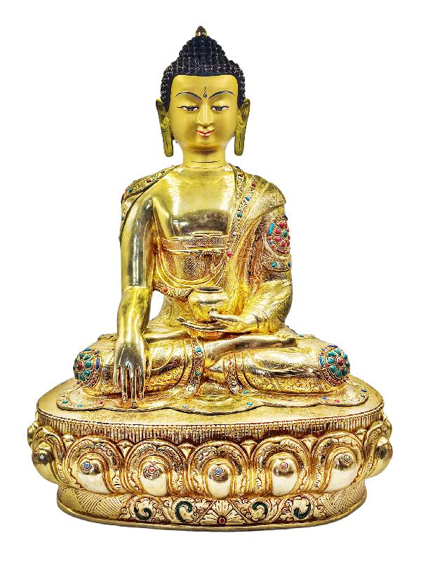 [shakyamuni Buddha], Buddhist Handmade Statue, [full Gold Plated], [face Painted] And [high Quality]