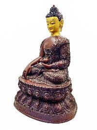 [shakyamuni Buddha], Buddhist Handmade Statue, With Double Base, [chocolate Oxidized],  [face Painted] And [high Quality]