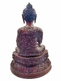 [shakyamuni Buddha], Buddhist Handmade Statue, With Double Base, [chocolate Oxidized],  [face Painted] And [high Quality]