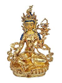 [red Tara], Buddhist Handmade Statue, [full Gold Plated], [face Painted], [stone Setting] And [high Quality