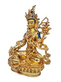 [red Tara], Buddhist Handmade Statue, [full Gold Plated], [face Painted], [stone Setting] And [high Quality