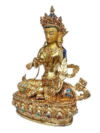 [ksitigarbha], Buddhist Handmade Statue, [full Gold Plated], [face Painted], [stone Setting] And [high Quality