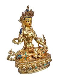 [ksitigarbha], Buddhist Handmade Statue, [full Gold Plated], [face Painted], [stone Setting] And [high Quality