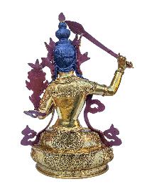 [manjushri], Buddhist Handmade Statue, [full Gold Plated], [face Painted], [stone Setting] And [high Quality