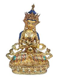 [vajradhara], Buddhist Handmade Statue, [full Gold Plated], [face Painted], [stone Setting] And [high Quality