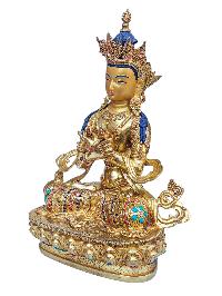 [vajradhara], Buddhist Handmade Statue, [full Gold Plated], [face Painted], [stone Setting] And [high Quality