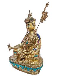 [padmasambhava], Buddhist Handmade Statue, [full Gold Plated], [face Painted], [stone Setting] And [high Quality