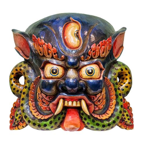 [cheppu], Handmade Wooden Mask, Wall Hanging, Painted, Poplar Wood, High Quality