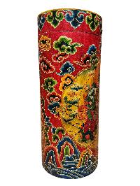 Tibetan Cylindrical Stand With Green Tara, Traditional Color Painted