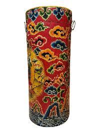 Tibetan Cylindrical Stand With Green Tara, Traditional Color Painted