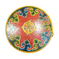 Tibetan Cylindrical Stand With Green Tara, Traditional Color Painted