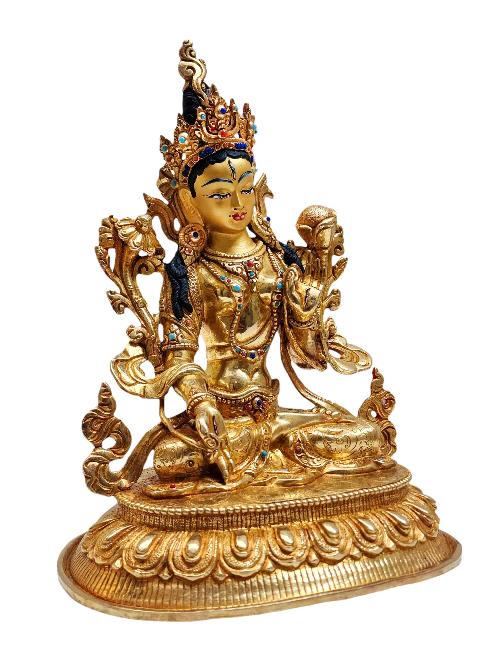 [white Tara], Buddhist Handmade Statue, [full Gold Plated], [face Painted] And [high Quality]