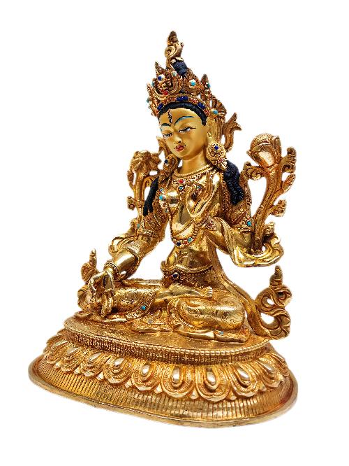 [white Tara], Buddhist Handmade Statue, [full Gold Plated], [face Painted] And [high Quality]