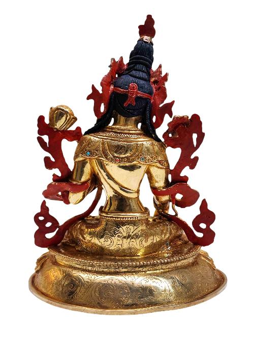 [white Tara], Buddhist Handmade Statue, [full Gold Plated], [face Painted] And [high Quality]