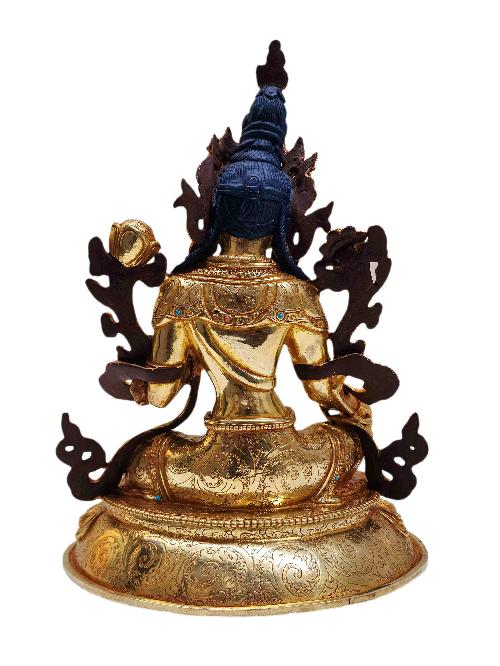 [green Tara], Buddhist Handmade Statue, [full Gold Plated], [face Painted] And [high Quality]