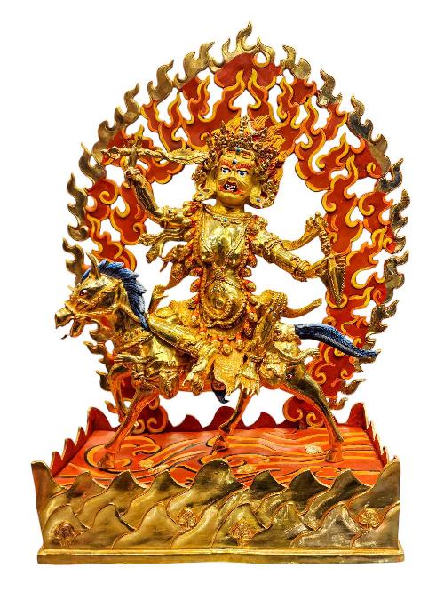 [palden Lahmo], Buddhist Handmade Statue, [full Gold Plated], [face Painted] And [high Quality]