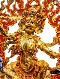 [palden Lahmo], Buddhist Handmade Statue, [full Gold Plated], [face Painted] And [high Quality]