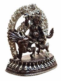 [black Jambhala], Buddhist Miniature Statue, [silver And Chocolate Oxidized]