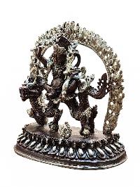 [black Jambhala], Buddhist Miniature Statue, [silver And Chocolate Oxidized]