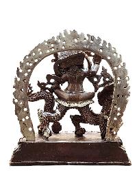 [black Jambhala], Buddhist Miniature Statue, [silver And Chocolate Oxidized]