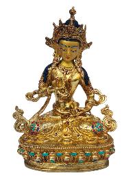 [vajrasattva], Buddhist Handmade Statue, [full Gold Plated], [face Painted], [stone Setting] And [high Quality]