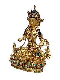 [vajrasattva], Buddhist Handmade Statue, [full Gold Plated], [face Painted], [stone Setting] And [high Quality]