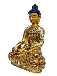 [shakyamuni Buddha], Buddhist Handmade Statue, [full Gold Plated], [face Painted], [stone Setting] And [high Quality]