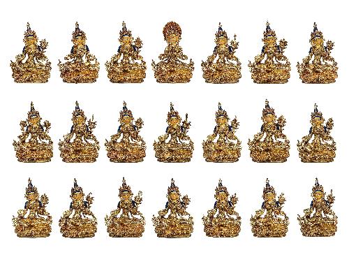 [21 Tara], Buddhist Handmade Statue, [full Gold Plated], [face Painted] And [high Quality]
