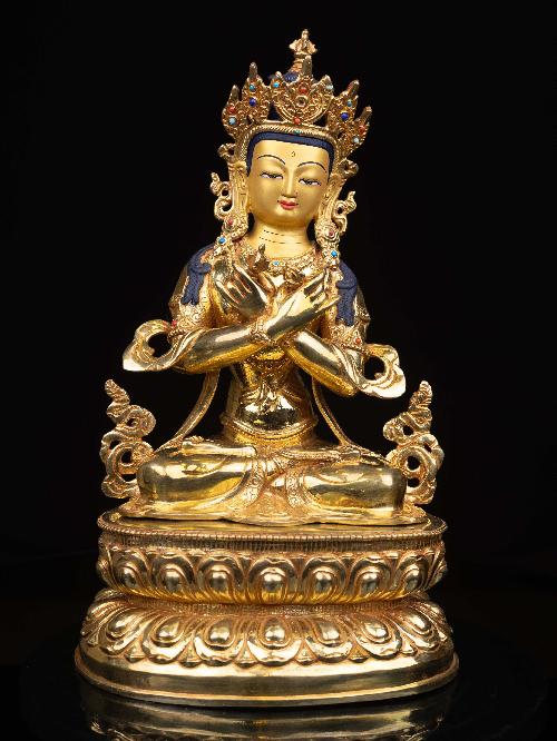 [vajradhara], Buddhist Handmade Statue, [full Gold Plated], [face Painted] And [high Quality]