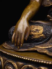 [shakyamuni Buddha], Buddhist Handmade Statue, With Double Base [chocolate Oxidized], [face Painted] And [high Quality]