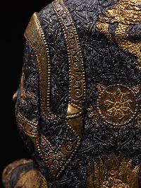 [shakyamuni Buddha], Buddhist Handmade Statue, With Double Base [chocolate Oxidized], [face Painted] And [high Quality]