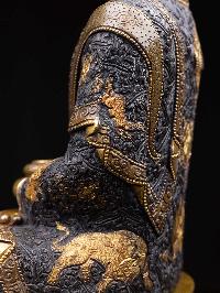 [shakyamuni Buddha], Buddhist Handmade Statue, With Double Base [chocolate Oxidized], [face Painted] And [high Quality]