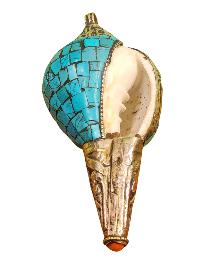 Conch Shell ,stone Setting, Pendant