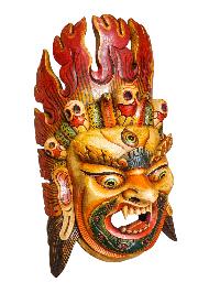 [bhairav], Handmade Wooden Mask, Wall Hanging, Poplar Wood