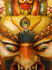 [bhairav], Handmade Wooden Mask, Wall Hanging, Poplar Wood