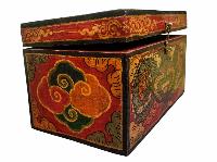 Buddhist Wooden Box With Cheppu,  Tibetan Style With Traditional Colors