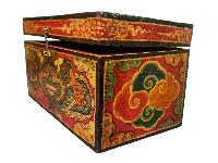 Buddhist Wooden Box With Cheppu,  Tibetan Style With Traditional Colors