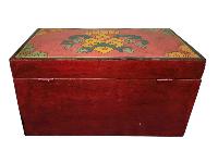 Buddhist Wooden Box With Cheppu,  Tibetan Style With Traditional Colors