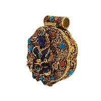[silver] Tibetan Ghau Box With [medicine Buddha] And [stone Setting]