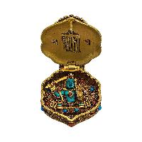 [silver] Tibetan Ghau Box With [medicine Buddha] And [stone Setting]