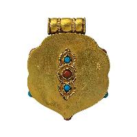 [silver] Tibetan Ghau Box With [medicine Buddha] And [stone Setting]