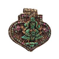 [silver] Tibetan Ghau Box With [garuda Narayan], [gold Plated] And [stone Setting]