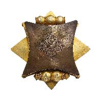 [silver] Tibetan Ghau Box With [mandala], [gold Plated] And [stone Setting]