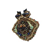 [silver] Tibetan Ghau Box With [cheppu], [gold Plated] And [stone Setting]