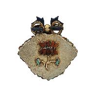 [silver] Tibetan Ghau Box With [cheppu], [gold Plated] And [stone Setting]
