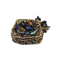 [silver] Tibetan Ghau Box With [guru], [gold Plated] And [stone Setting]