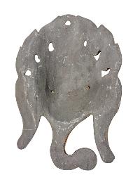 [ganesh], Handmade Wooden Mask, Wall Hanging, [painted Red], Poplar Wood