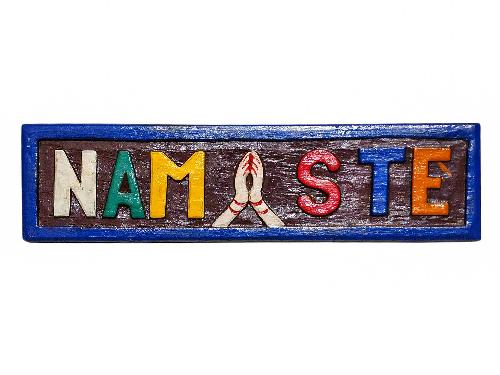 [namaste Carved], Handmade Wall Hanging, [painted]