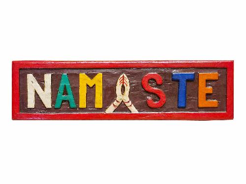 [namaste Carved], Handmade Wall Hanging, [painted]
